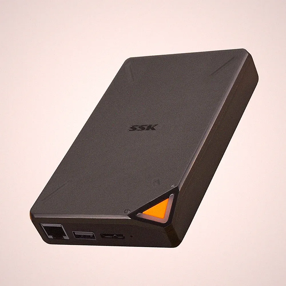 SSK 2TB Portable NAS & Wireless Hard Drive with Own Wi-Fi Hotspot (G3-1028)